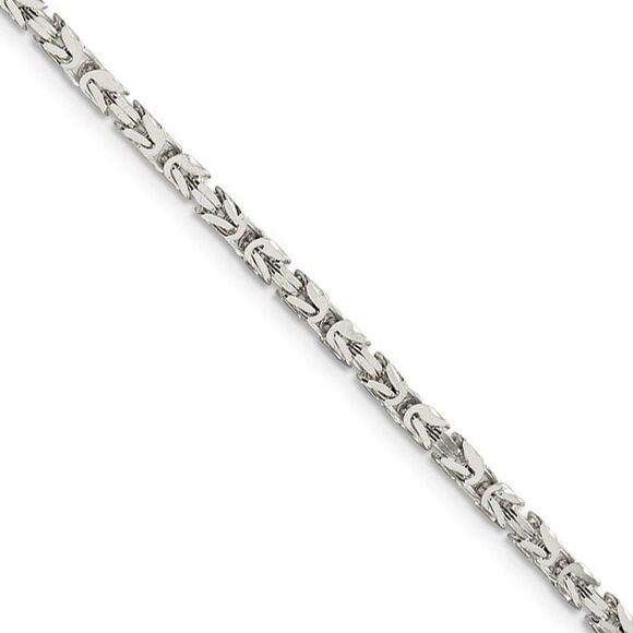 2.5mm, Sterling Silver, Solid Byzantine Chain Necklace, 20...